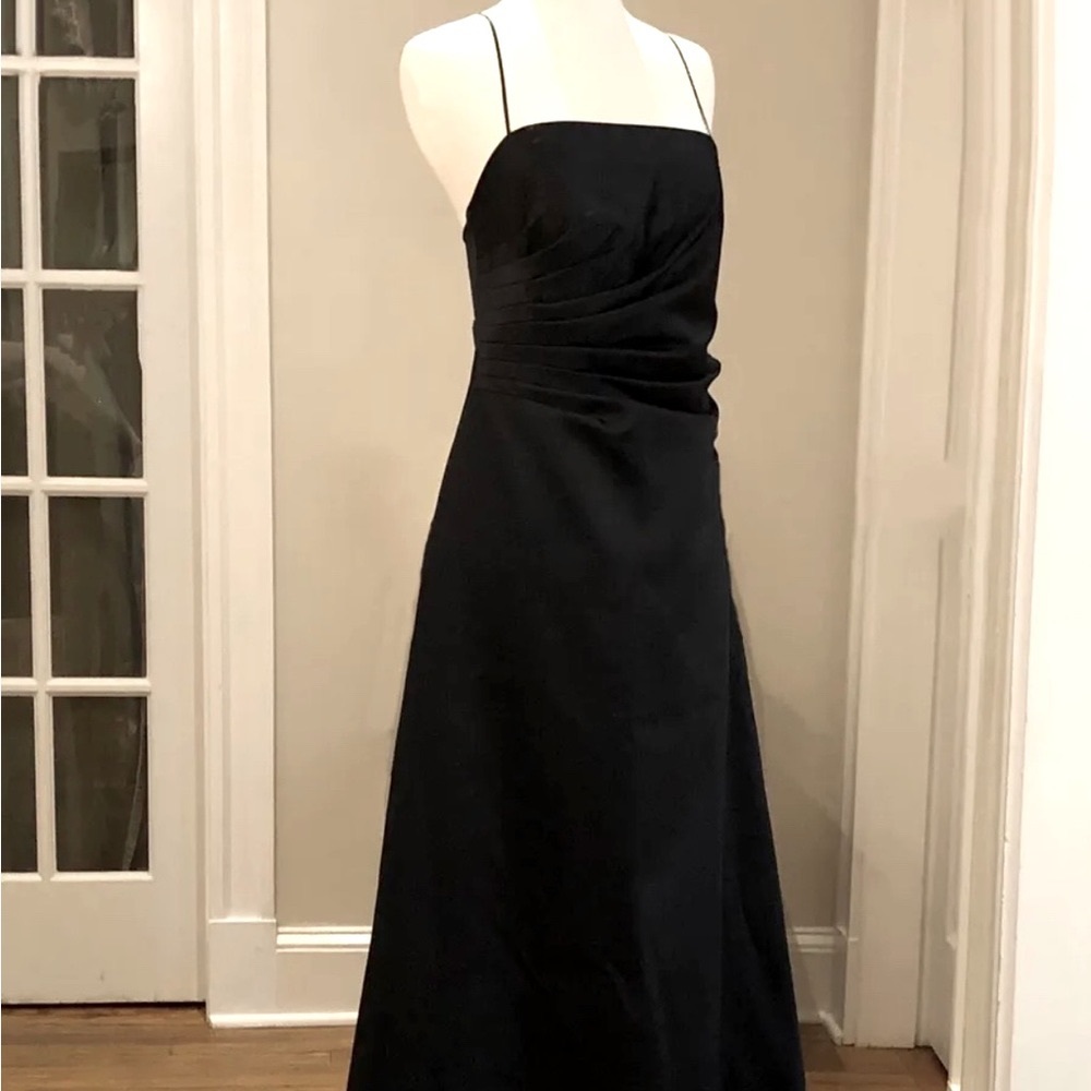 ABS by Allen Schwartz Black Satin Evening Dress/Gown (8) Gorgeous!